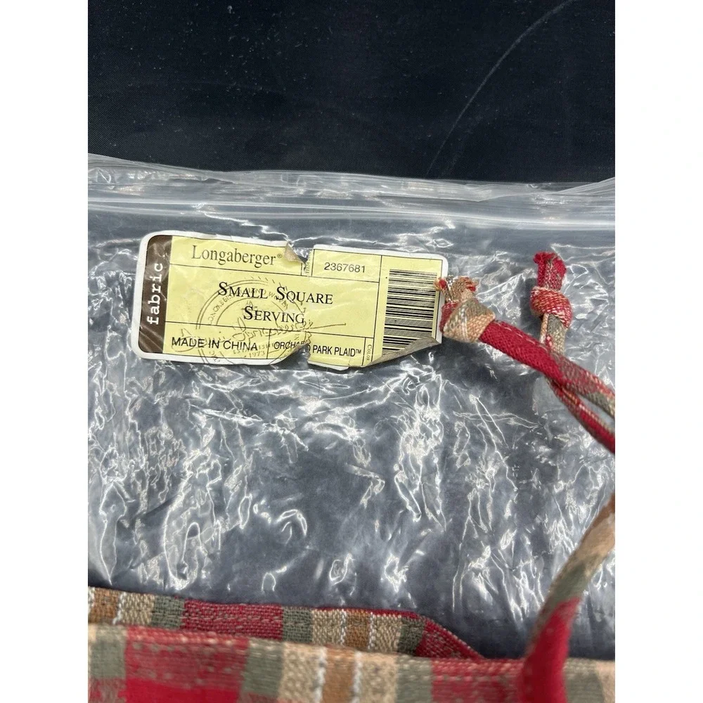 🧺 Longaberger Small Square Serving Basket Liner Only – Orchard Park Plaid – NIP